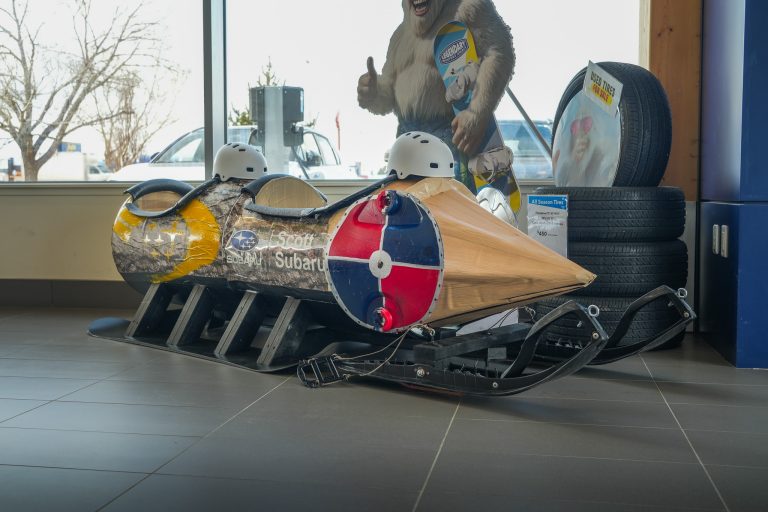 The Blazing Tartans' Homemade Bobsled