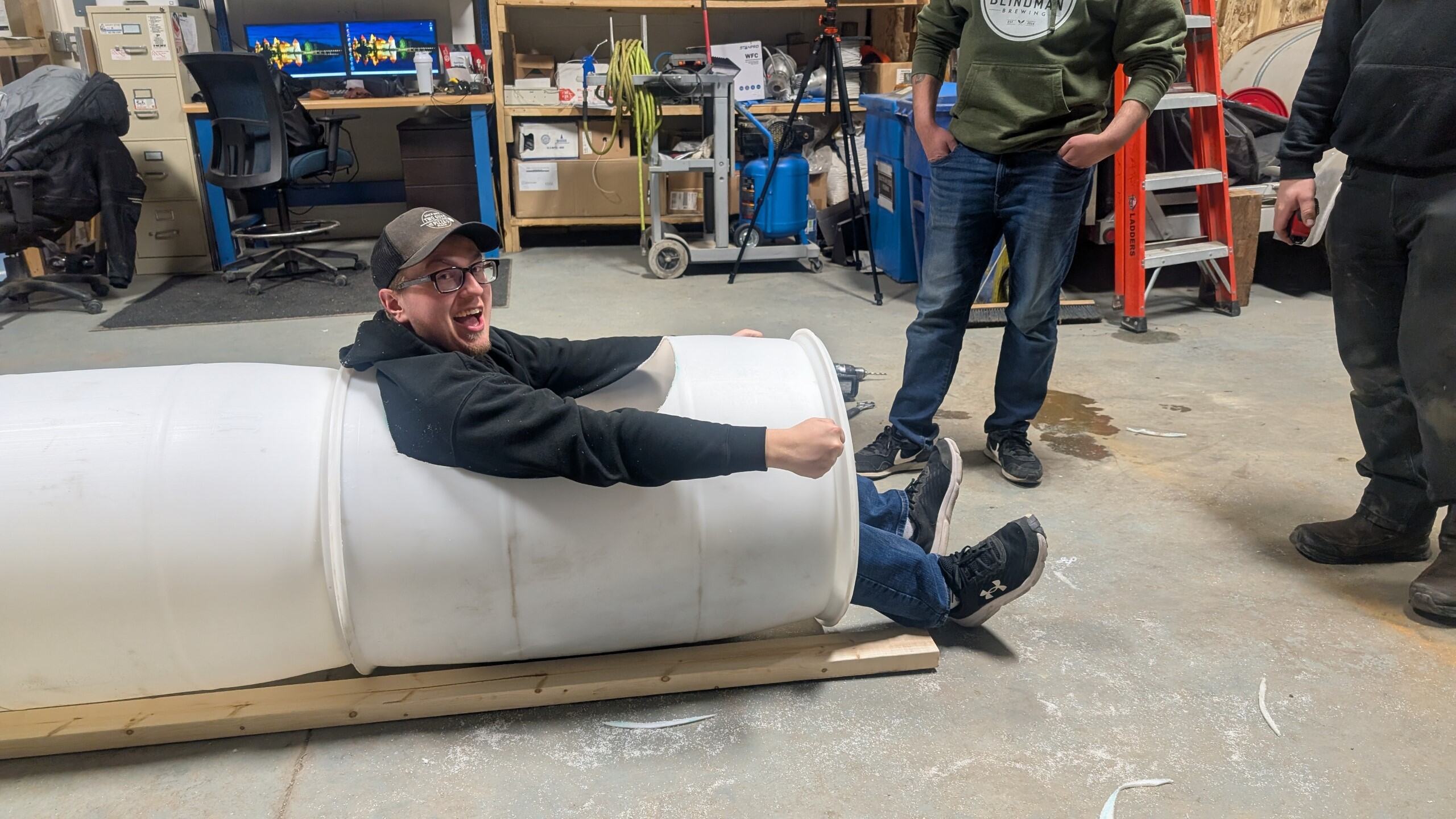 The team builds a bobsled